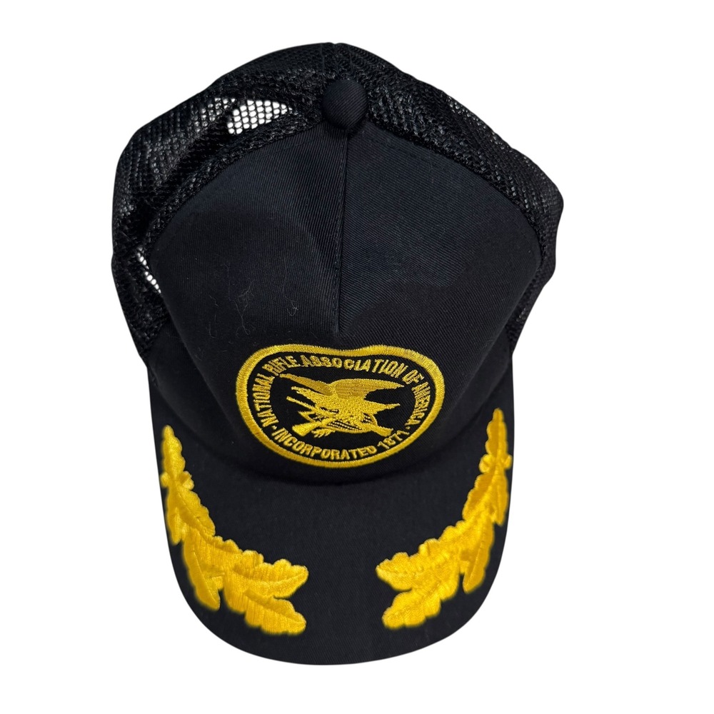 NRA National Rifle Association VTG Black Mesh Trucker Hat Embroidered Eagle USA